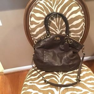 Coach hand bag, chocolate brown fine leather